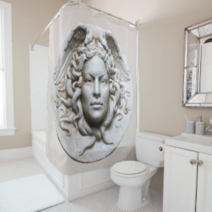 Medusa Griekse Revival Beige Neutrale Marmer Douchegordijn