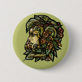 Medusa Groene Slangen Gorgon Ronde Button 5,7 Cm