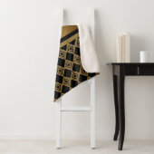 Medusa Head Black en Gold Sherpa Blanket Deken (In situ)