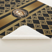Medusa Head Black en Gold Sherpa Blanket Deken (3/4)