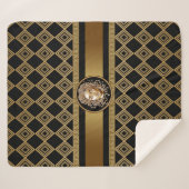 Medusa Head Black en Gold Sherpa Blanket Deken (Voorkant (horizontaal))