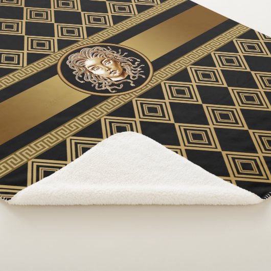 Medusa Head Black en Gold Sherpa Blanket Sherpa Deken (3/4)