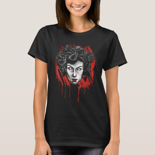 Medusa Head Face Greek Mythology Snake Goddess Myt T-shirt (Voorkant)