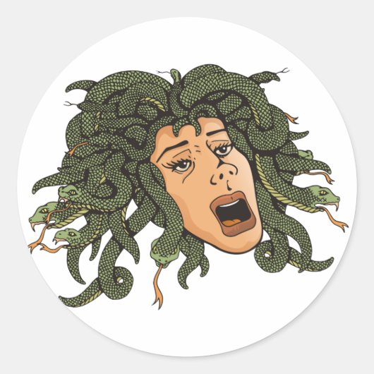 Medusa Head Ronde Sticker (Voorkant)