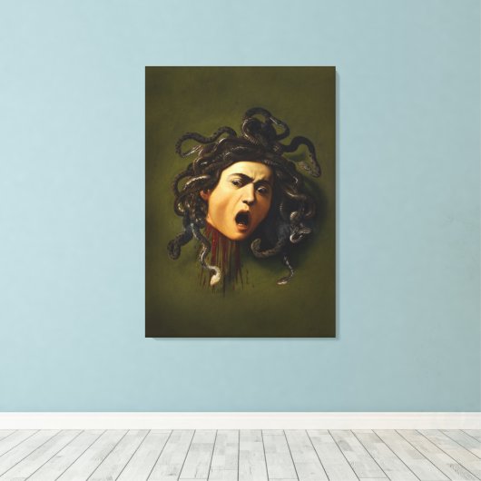 Medusa hoofd Caravaggio schilderij kunst mythologi Canvas Afdruk (Insitu (Houten vloer))