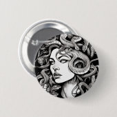 Medusa hoofd tattoo stijl ronde button 5,7 cm (Voorkant /achterkant)