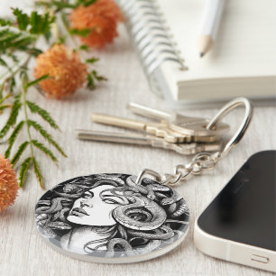 Medusa hoofd tattoo stijl sleutelhanger