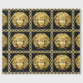 Medusa in kettingen zwart en goud cadeaupapier (Vlak)