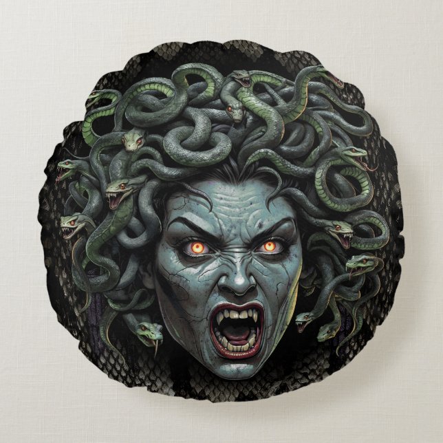 Medusa Koningin van Stenen Kussen (Ronde) (Voorkant)