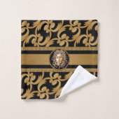 Medusa luxe Baroque Gold & Black Bath Towel Set Bad Handdoek (Wasdoekje)