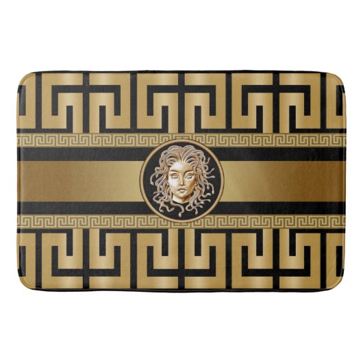 Medusa luxe zwart-wit en gouden bath mat (Voorkant)