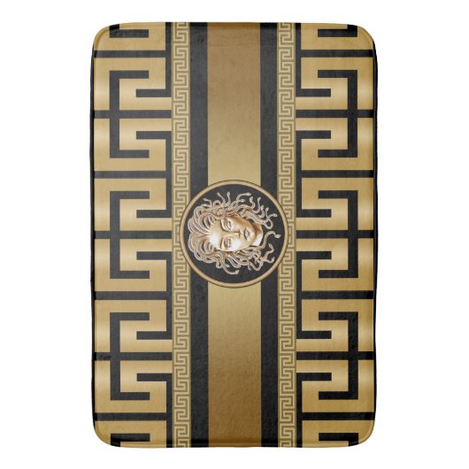 Medusa luxe zwart-wit en gouden bath mat (Voorkant Verticaal)