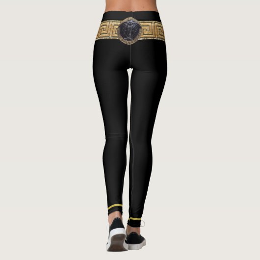 Medusa Noire en Griekse sleutel op zwarte Leggings (Achterkant)