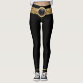 Medusa Noire en Griekse sleutel op zwarte Leggings (Voorkant)