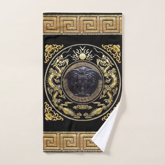 Medusa Noire Griekse Key Designer's Bad Handdoek (Handdoek)