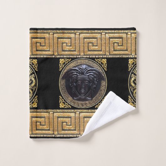 Medusa Noire Griekse Key Designer's Bad Handdoek (Wasdoekje)
