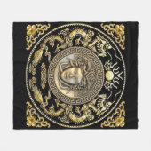 Medusa Oriëntaals Aubusson Ontwerpers Tapijt Fleece Deken (Voorkant (Horizontaal))