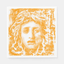Medusa-portret in rijke gele tinten
