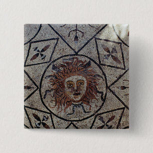 Medusa, Romeinse mozaïek uit het Orpheus Huis Vierkante Button 5,1 Cm