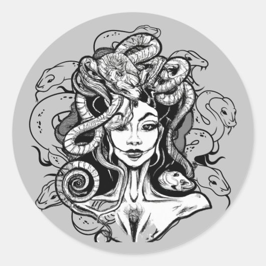 Medusa Ronde Sticker (Voorkant)