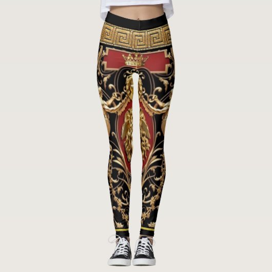 Medusa, Serafs en Griekse Key Klassieke Ontwerper Leggings (Voorkant)