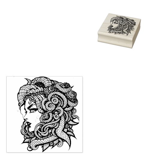 Medusa slangen geweldige gorgons feminist rubberstempel (Gestempeld)