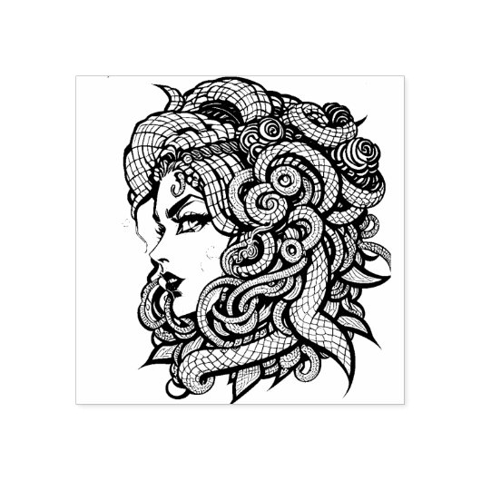 Medusa slangen geweldige gorgons feminist rubberstempel (Afrduk)