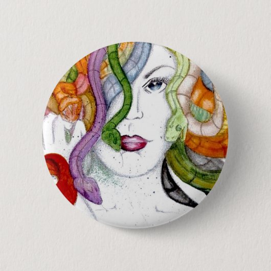Medusa-slanghaarbadge Ronde Button 5,7 Cm (Voorkant)