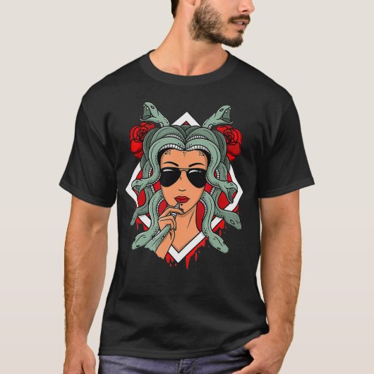 Medusa Snakes Greek Mythology Sunglazen Rozen T-shirt (Voorkant)