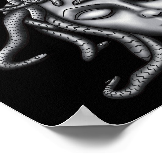 Medusa standbeeld, Griekse beeldhouwkunst, mytholo Poster (Hoek)