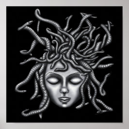 Medusa standbeeld, Griekse beeldhouwkunst, mytholo Poster