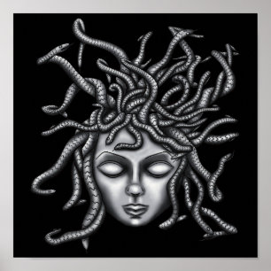 Medusa standbeeld, Griekse beeldhouwkunst, mytholo Poster