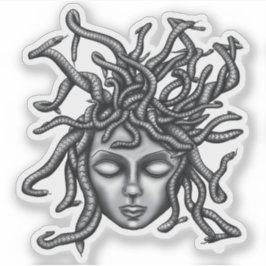 Medusa standbeeld, Griekse beeldhouwkunst, mytholo Sticker