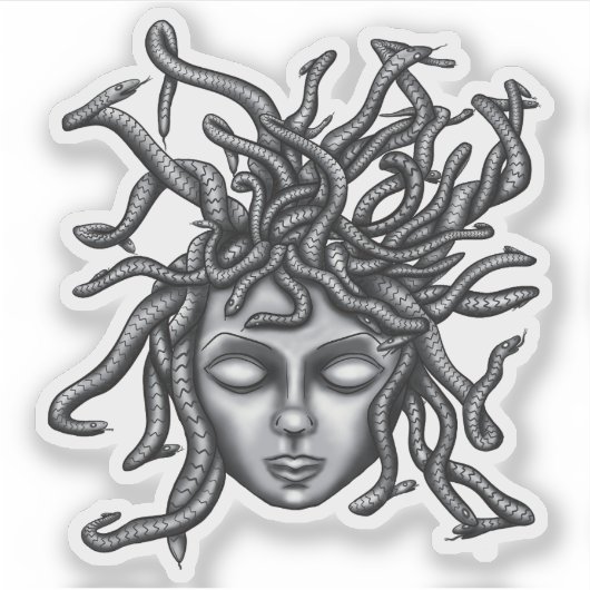 Medusa standbeeld, Griekse beeldhouwkunst, mytholo Sticker (Voorkant)