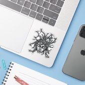 Medusa standbeeld, Griekse beeldhouwkunst, mytholo Sticker (Laptop met iPhone)