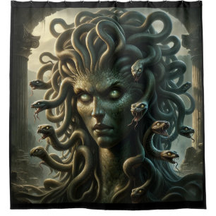 Medusa Starende Dodenhoofd van Slangen Douchegordijn