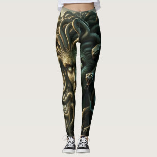 Medusa Starende Dodenhoofd van Slangen Leggings