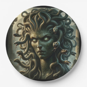 Medusa Starende Dodenhoofd van Slangen Papieren Bordje