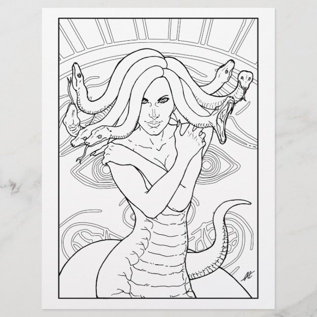 Medusa The Gorgon - Kleurplaat (Voorkant)