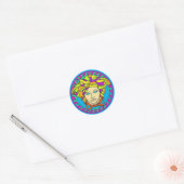 Medusa van de Zuid-Beach Ronde Sticker (Envelop)
