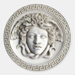 Medusa van Rondanini (Cameo White) Klassieke Stick Ronde Sticker