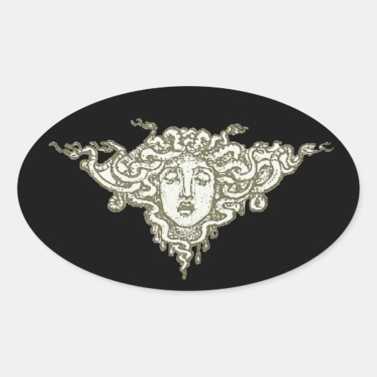 Medusa van Walter Crane Ovale Sticker (Voorkant)