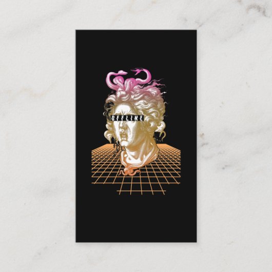 Medusa Vaporwave Aesthetisch Grieks beeld Visitekaartje (Voorkant)
