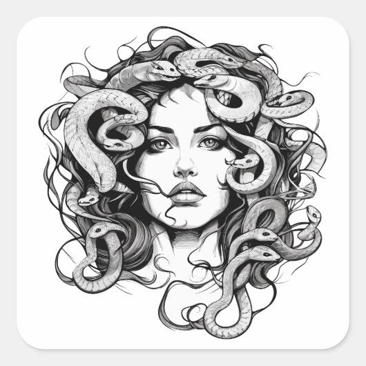 Medusa Vierkante Sticker (Voorkant)