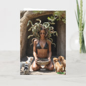 Medusa Walkin' the Dog Card Feestdagen Kaart (Achterkant)