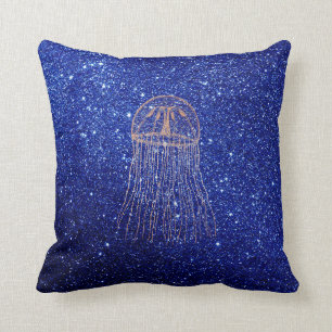 Medusa Zee Life Ocean Blue Roos Pink Gold Peach Kussen