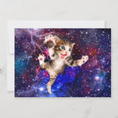 Meeauw! Cat Jumping in Space Party Invitation Kaart (Achterkant)