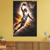 Meedogenloze Elevatie – Basketbal Power Dunk Canvas Afdruk (Insitu (Woonkamer))