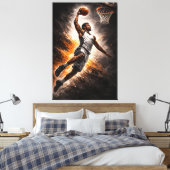 Meedogenloze Elevatie – Basketbal Power Dunk Canvas Afdruk (Insitu (Slaapkamer))
