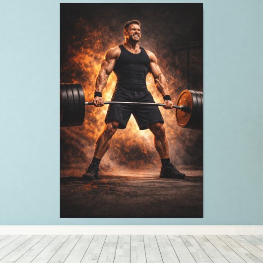 Meedogenloze Kracht – Zware Deadlift Kracht Canvas Afdruk (Insitu (Houten vloer))